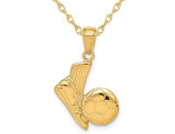 14K Yellow Gold Kicking Ball Charm Pendant Necklace with Chain